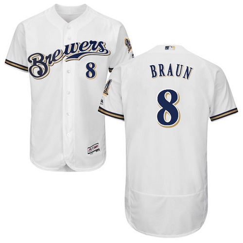Brewers #8 Ryan Braun White Flexbase Authentic Collection Stitched MLB Jersey